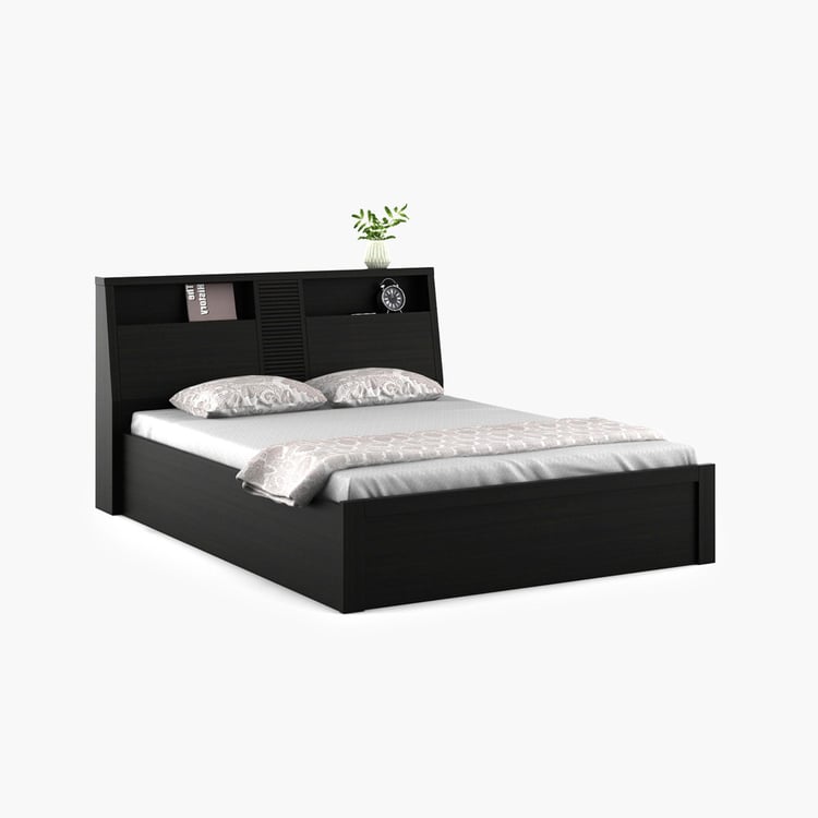 Helios Rhine Nancy Queen Bed with Hydraulic Storage - Black