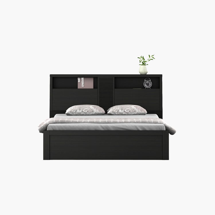 Helios Rhine Nancy Queen Bed with Hydraulic Storage - Black