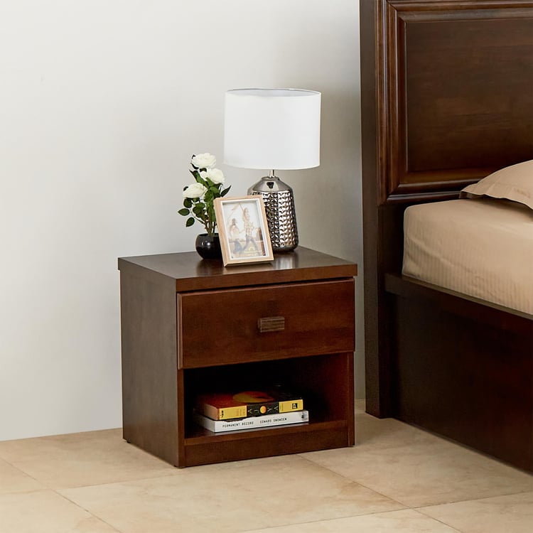 Takeshi Bed Side Table with Drawer - Brown