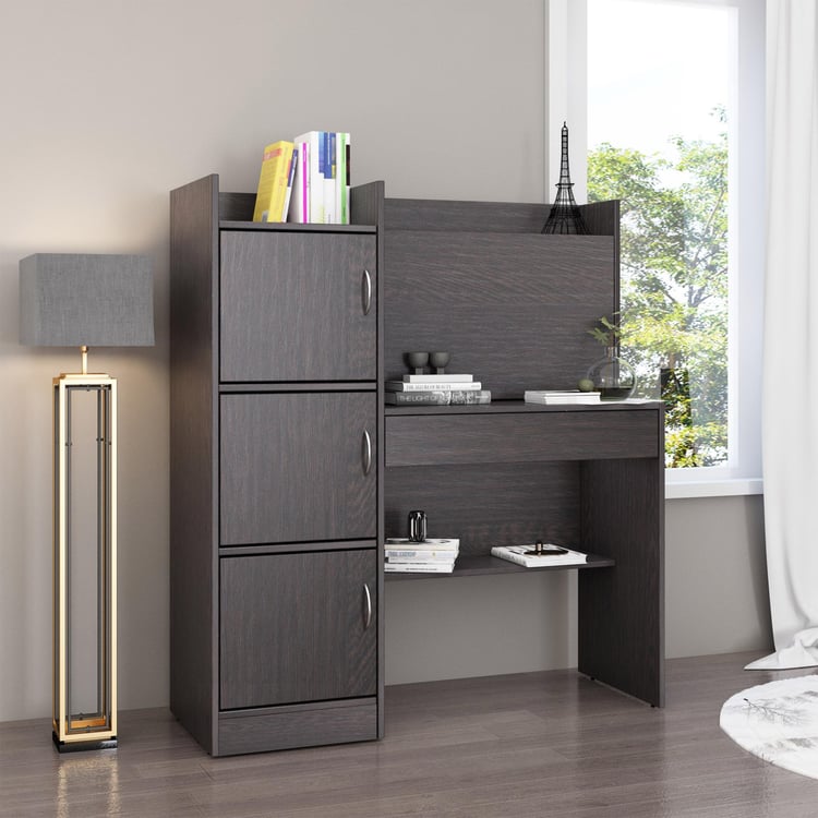 Helios Meleti Study Desk with Cabinet - Brown