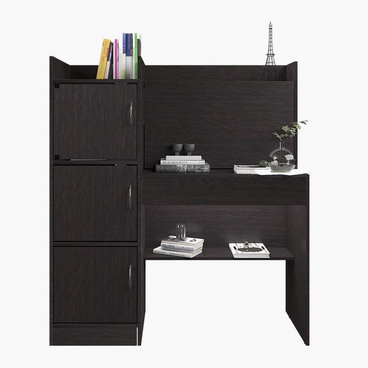 Helios Meleti Study Desk with Cabinet - Brown