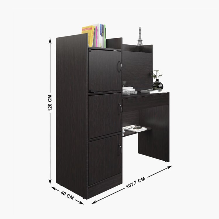 Helios Meleti Study Desk with Cabinet - Brown