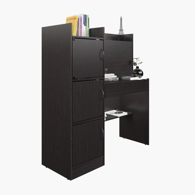Helios Meleti Study Desk with Cabinet - Brown