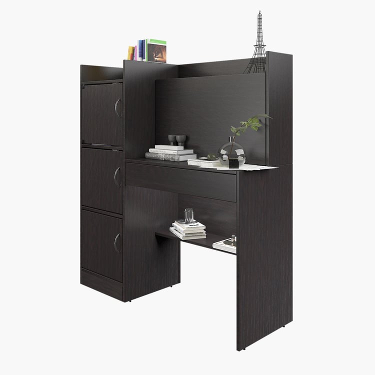 Helios Meleti Study Desk with Cabinet - Brown