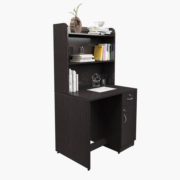 Helios Chosa Study Desk with Cabinet - Brown