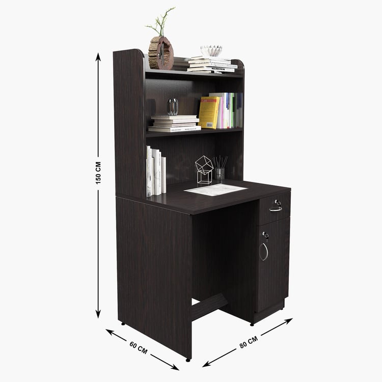 Helios Chosa Study Desk with Cabinet - Brown