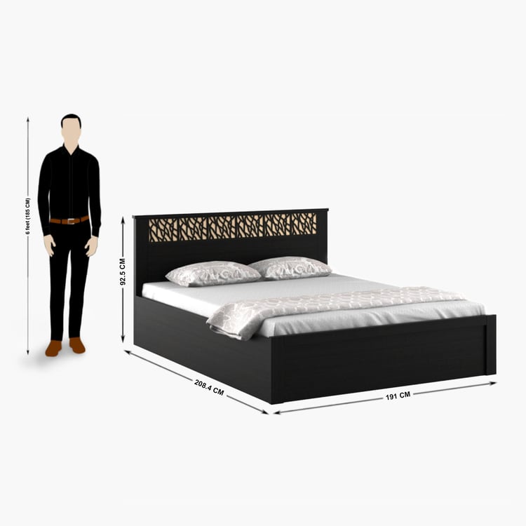 Helios Rhine Ivry King Bed with Hydraulic Storage - Brown