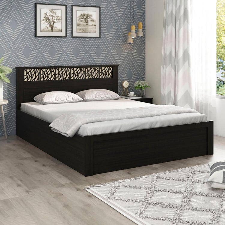 Helios Rhine Ivry Queen Bed with Hydraulic Storage - Brown