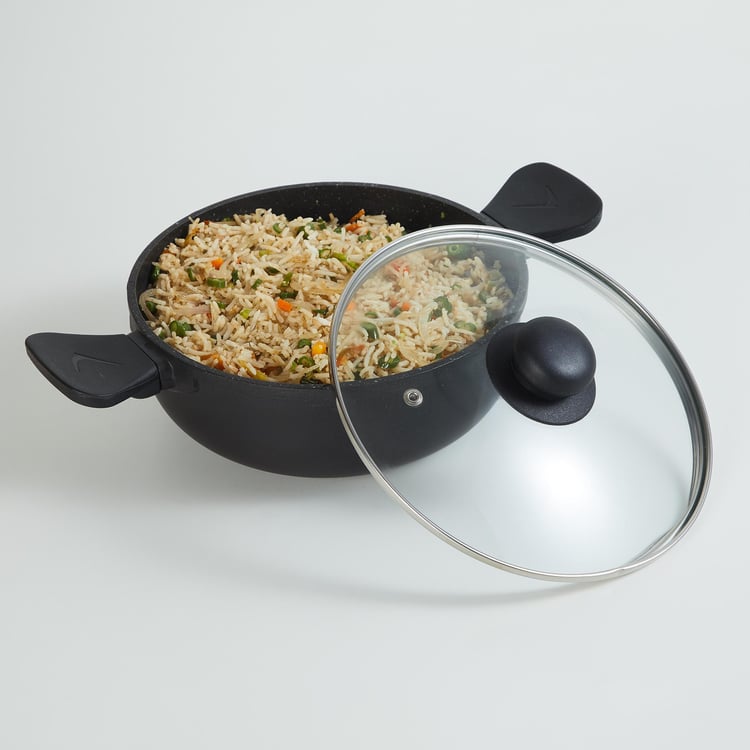 Truffles Aluminium Kadhai with Glass Lid - 38.5cm