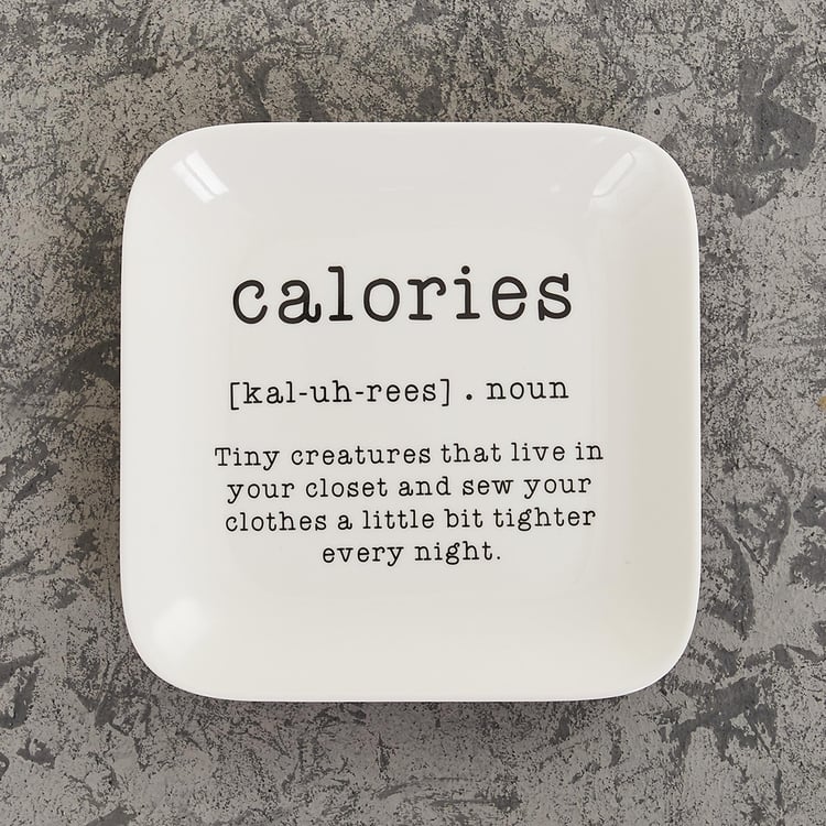 Garnet White Printed Square Appetiser Plate- Melamine- 15 x 15 x 1.7 cm