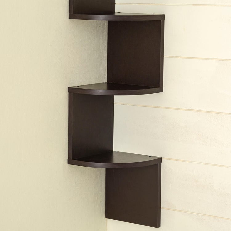 Helios Bergen 5-Tier Corner Wall Shelf - Brown