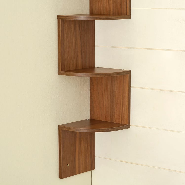 Helios Bergen 5-Tier Corner Wall Shelf - Brown