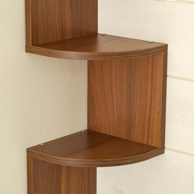 Helios Bergen 5-Tier Corner Wall Shelf - Brown