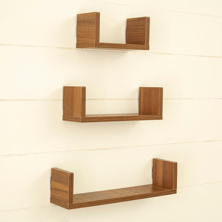 Helios Truro Set of 3 Wall Shelves - Brown