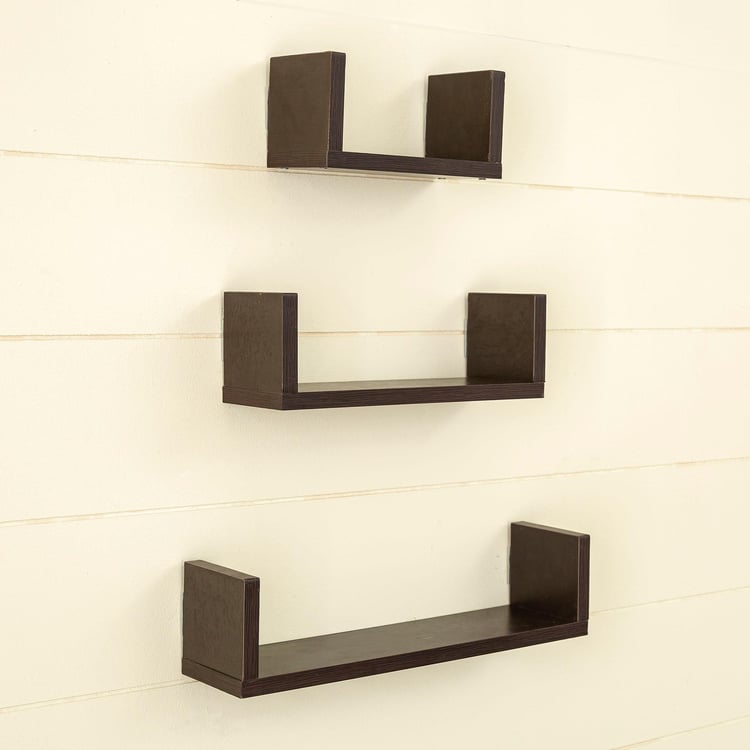 Helios Truro Set of 3 Wall Shelves - Brown