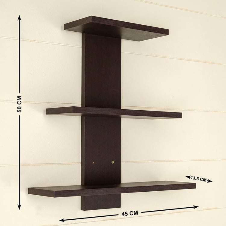 Helios Twist 3-Tier Wall Shelf - Brown