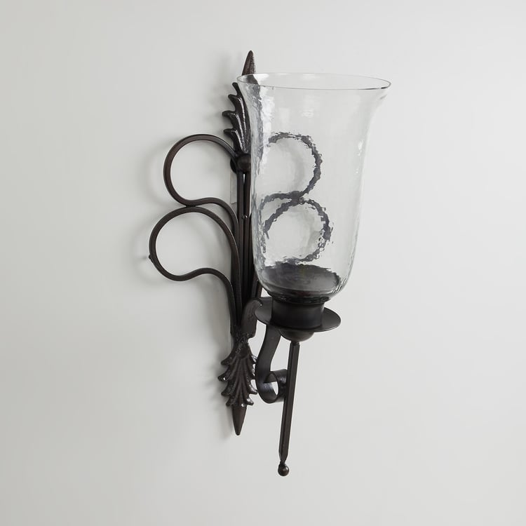 Fiesta Black Metal and Glass Single Sconce
