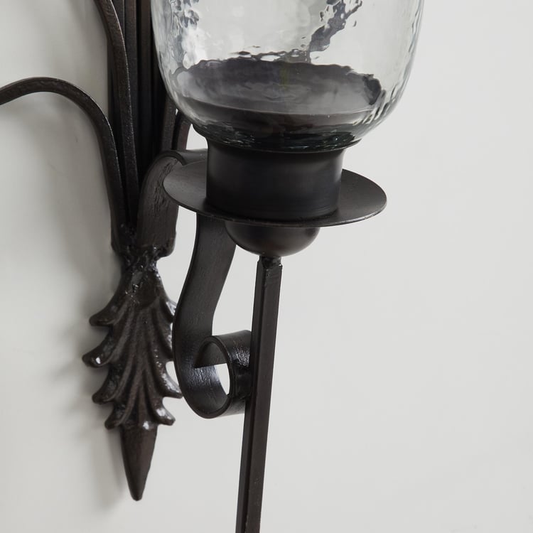 Fiesta Black Metal and Glass Single Sconce