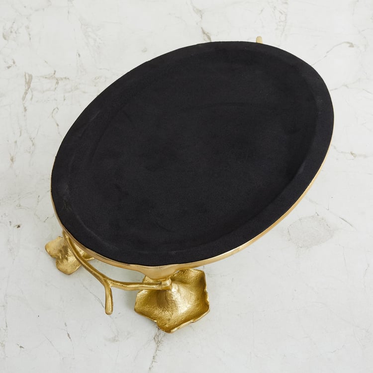 Fiesta Gold Floral Designed Glass Mirror Tray - 39x21x5.5cm