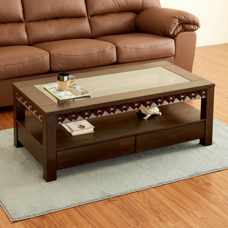 Rio Glass Top Coffee Table - Brown