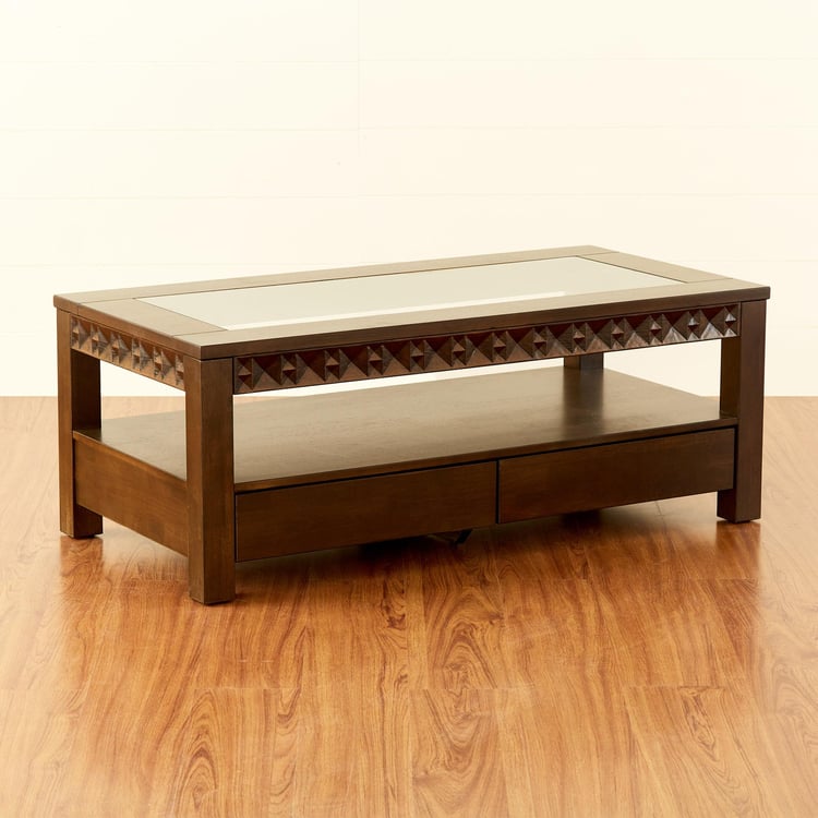 Rio Glass Top Coffee Table - Brown