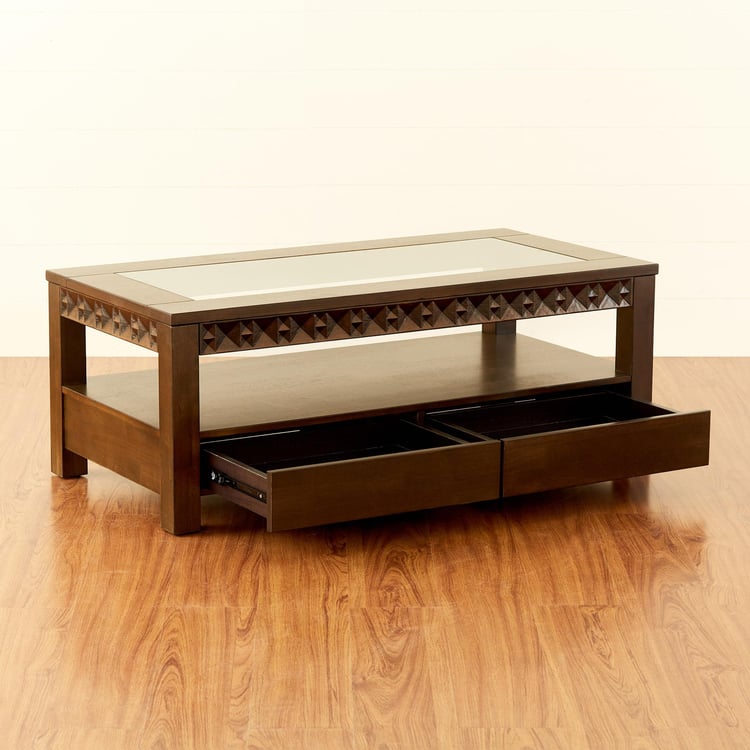 Rio Glass Top Coffee Table - Brown