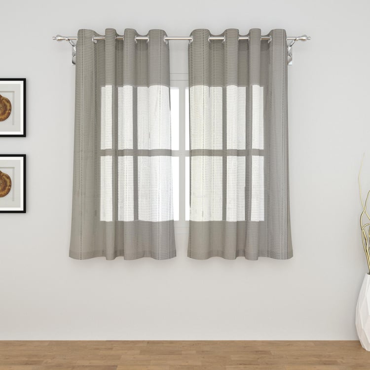 Vegas Reno Grey Net Sheer Window Curtain- 110x160cm- Set Of 2