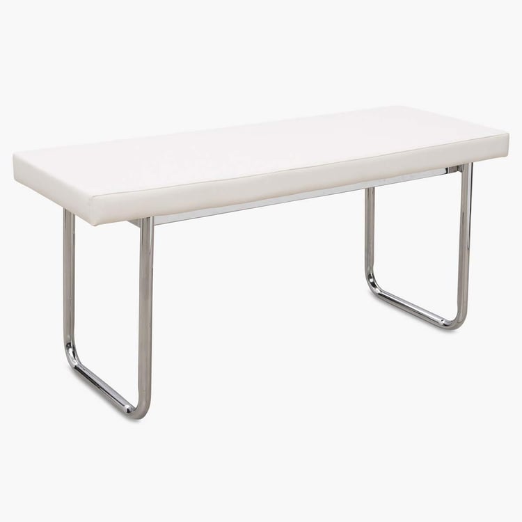 Alaska Stainless Steel Dining Bench - White