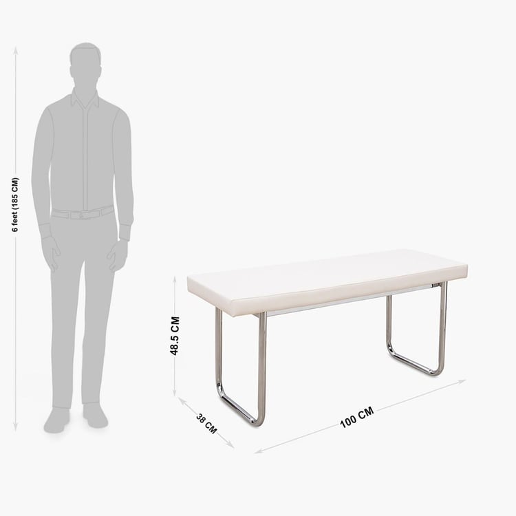 Alaska Stainless Steel Dining Bench - White