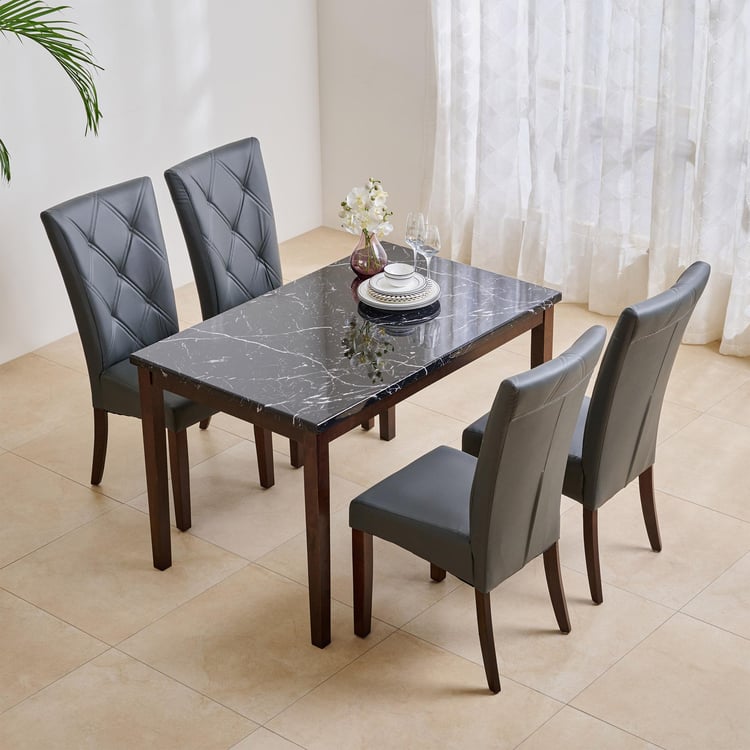 Jasper Faux Marble Top 4-Seater Dining Table - Black and Brown