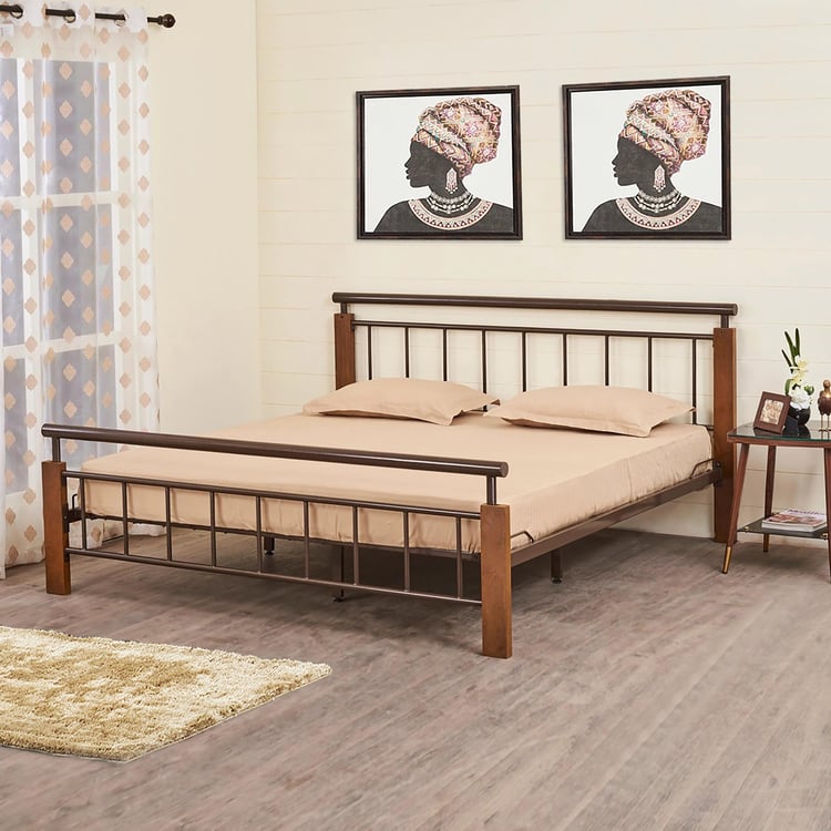 Helios Alex Metal King Bed - Brown