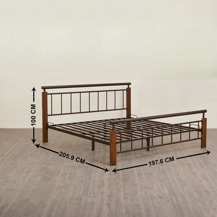Helios Alex Metal King Bed - Brown