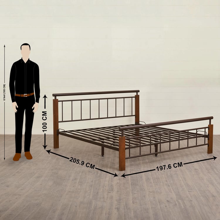Helios Alex Metal King Bed - Brown