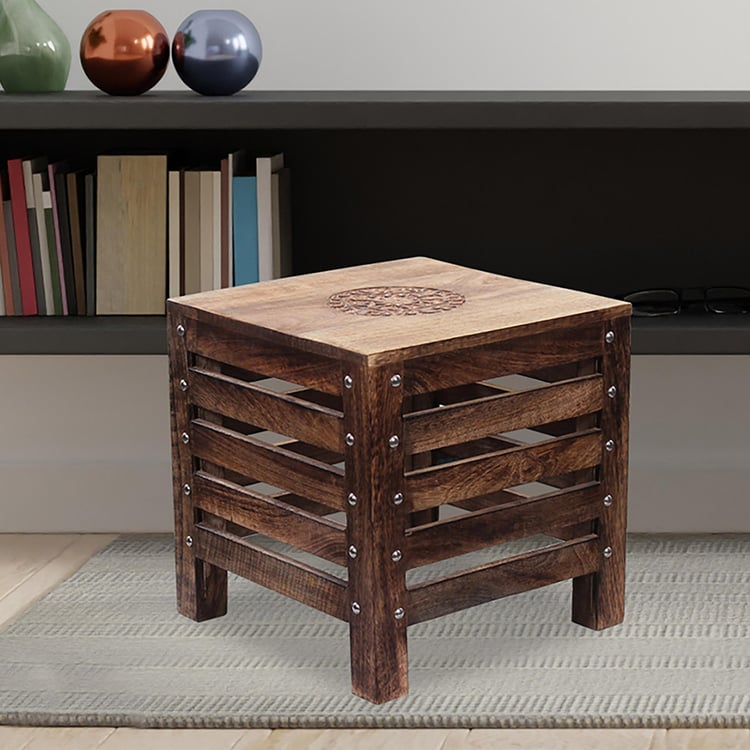 Glory Mango Wood Stool - Brown