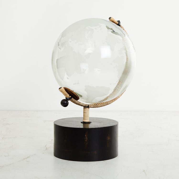 Fiesta Multicolour Glass Globe with Wooden Base- 20.3 x 35.5 cm