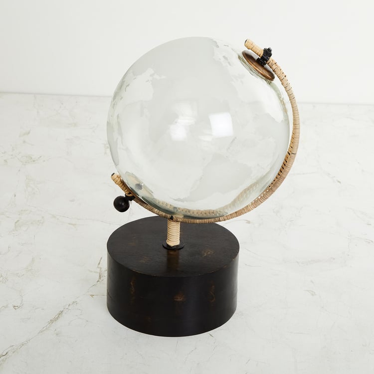 Fiesta Multicolour Glass Globe with Wooden Base- 20.3 x 35.5 cm