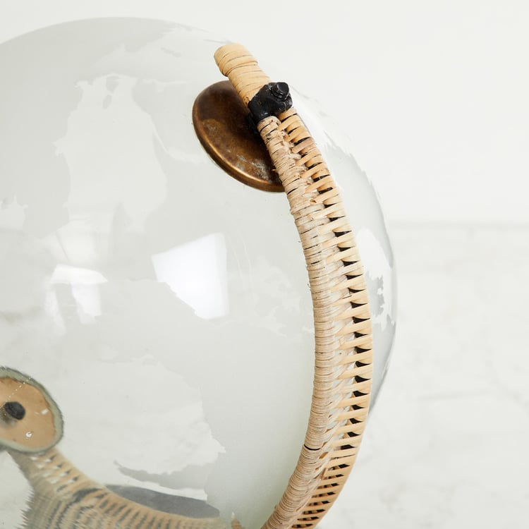 Fiesta Multicolour Glass Globe with Wooden Base- 20.3 x 35.5 cm