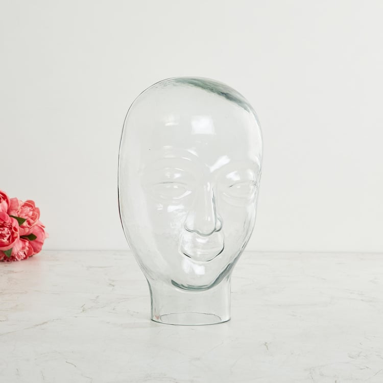Fiesta Buddha Face Figurine Glass- 17 cm x 17 cm x 30 cm
