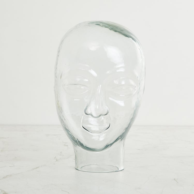 Fiesta Buddha Face Figurine Glass- 17 cm x 17 cm x 30 cm