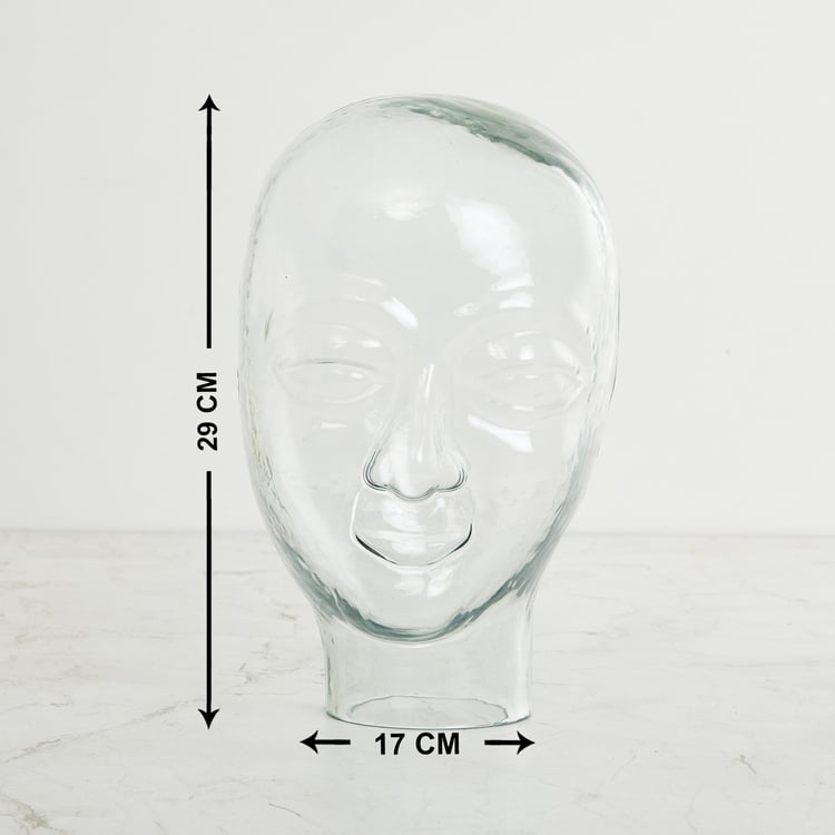 Fiesta Buddha Face Figurine Glass- 17 cm x 17 cm x 30 cm
