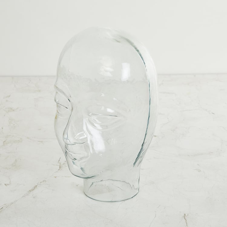 Fiesta Buddha Face Figurine Glass- 17 cm x 17 cm x 30 cm