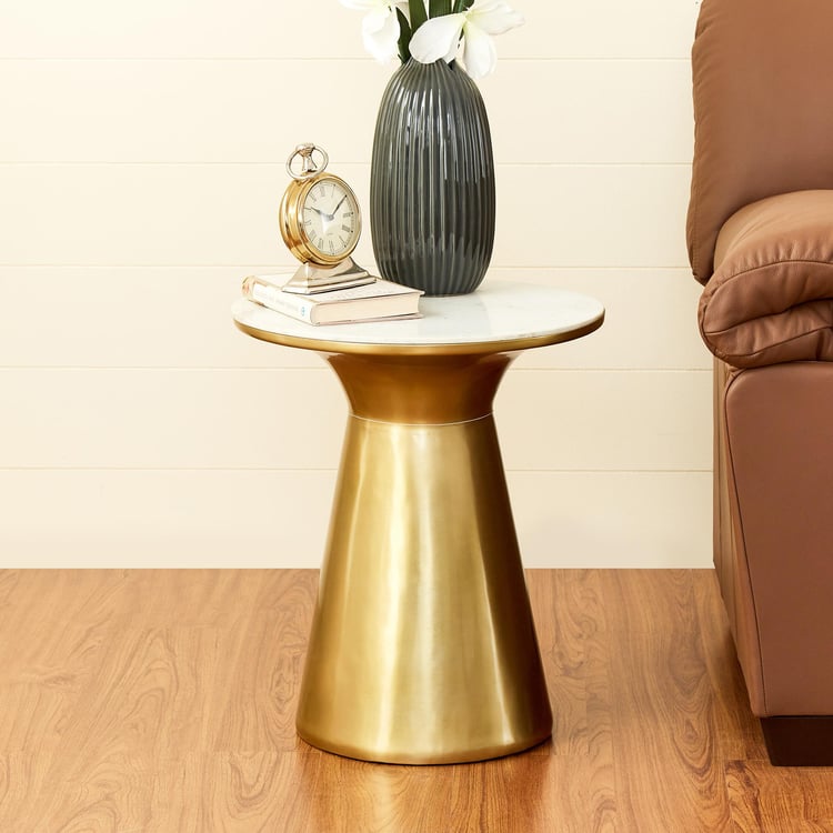 Glow Marble Top End Table - Gold