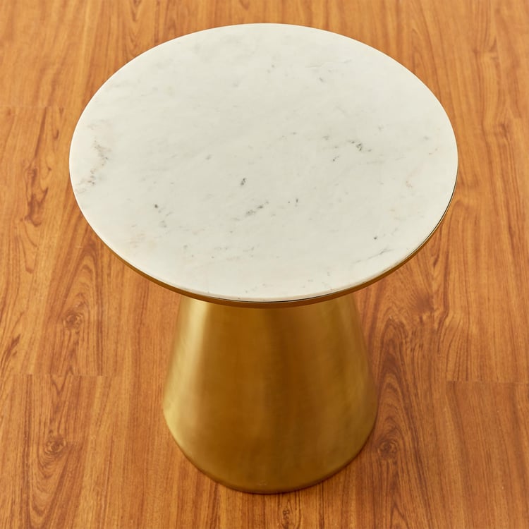 Glow Marble Top End Table - Gold