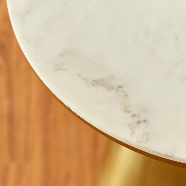 Glow Marble Top End Table - Gold