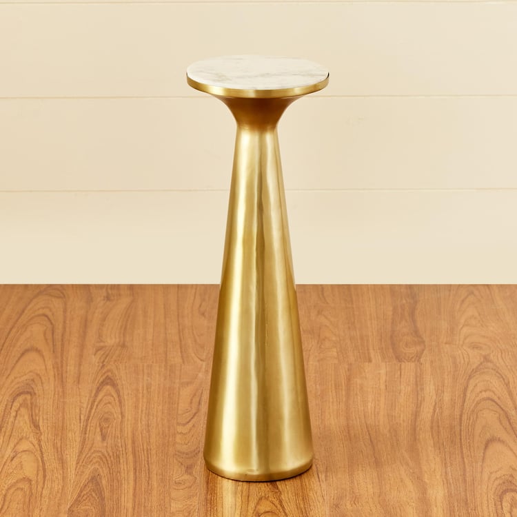 Swill Marble Top Accent Table - Gold