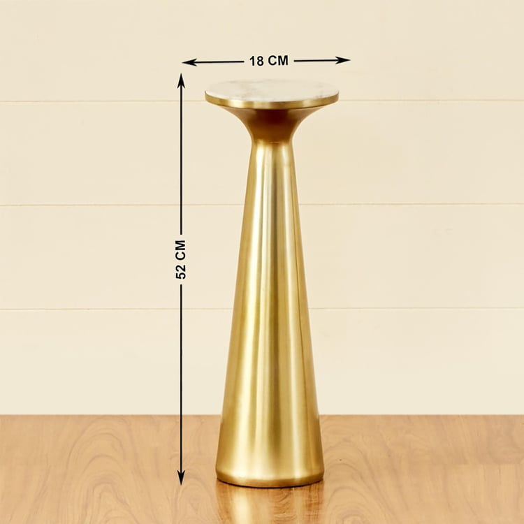 Swill Marble Top Accent Table - Gold