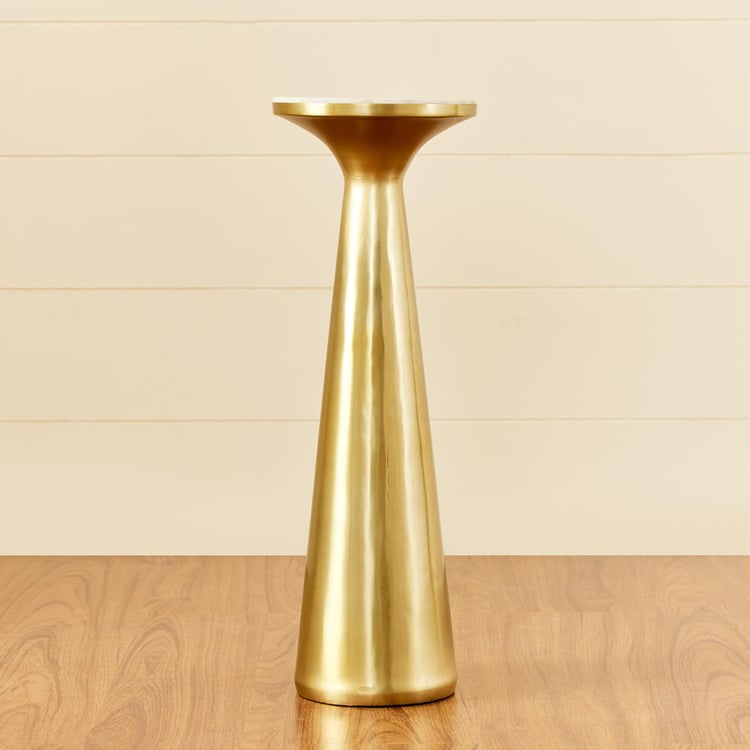 Swill Marble Top Accent Table - Gold