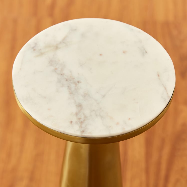 Swill Marble Top Accent Table - Gold