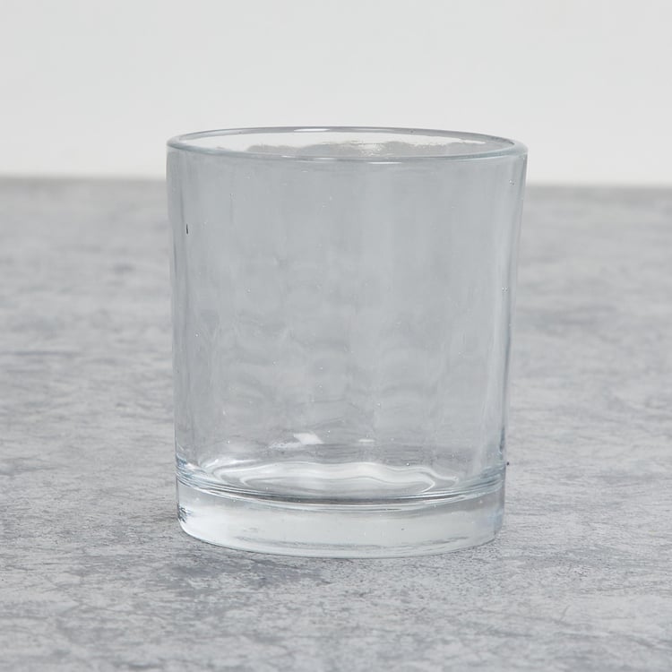 Fiesta Transparent Glass Candle Holder with Wooden Stand - 4Pcs
