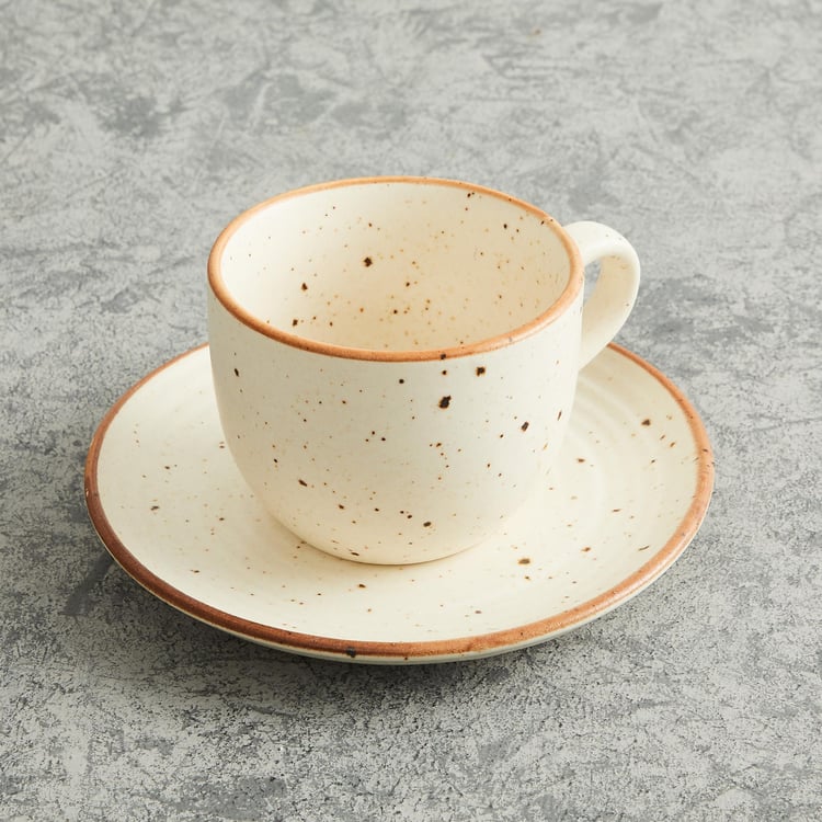 Marshmallow Stoneware Cup and Saucer